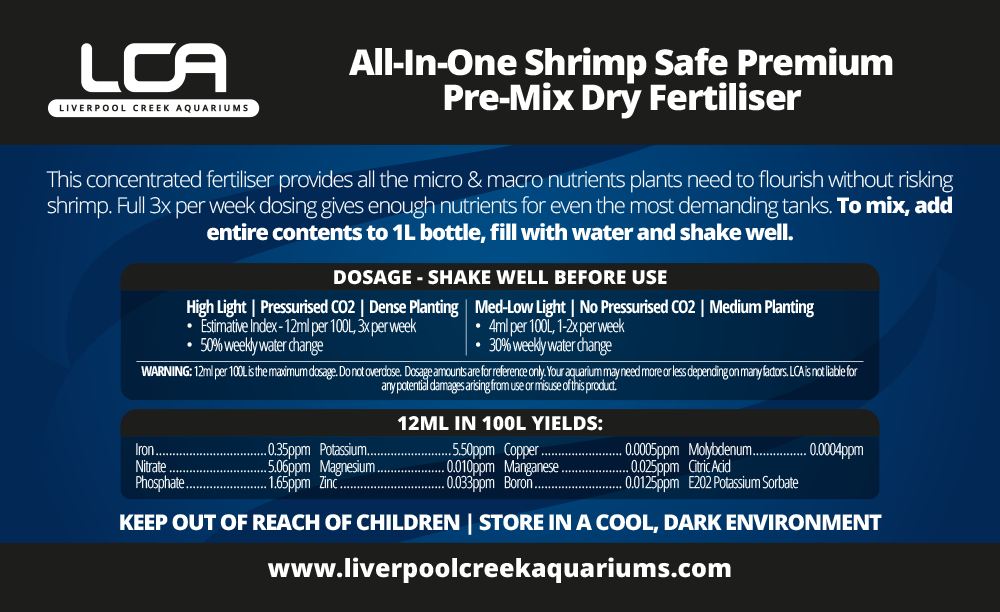 LCA Liverpool Creek Aquariums All in One Shrimp Safe Pre-mix dry fertiliser