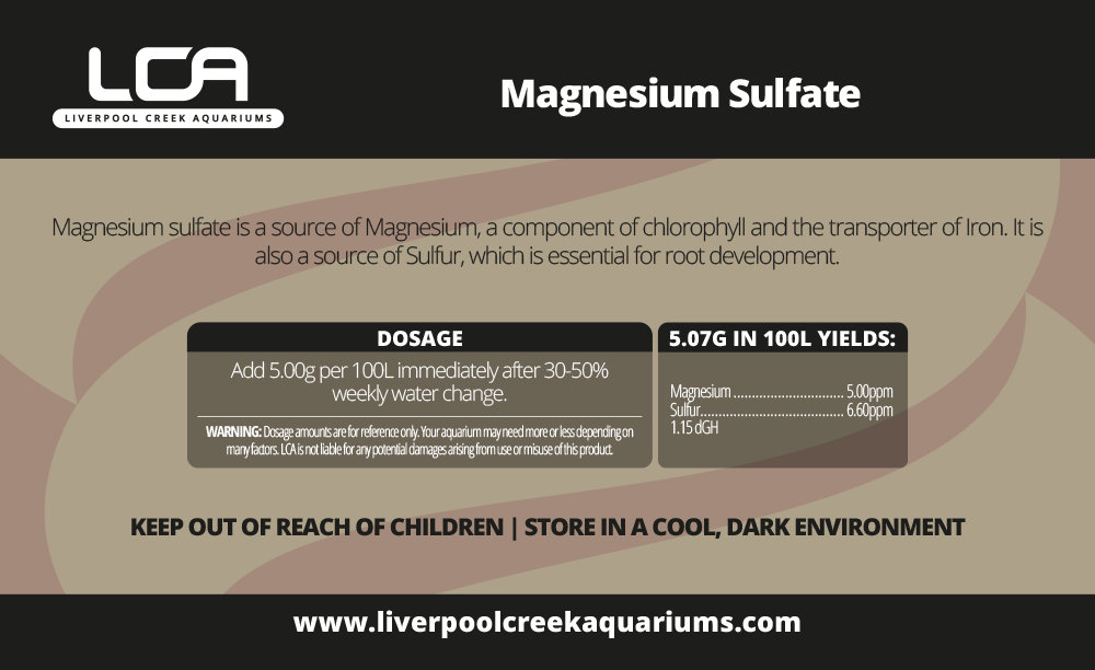 LCA Liverpool Creek Aquariums Magnesium Sulfate Aquarium Plant Fertiliser