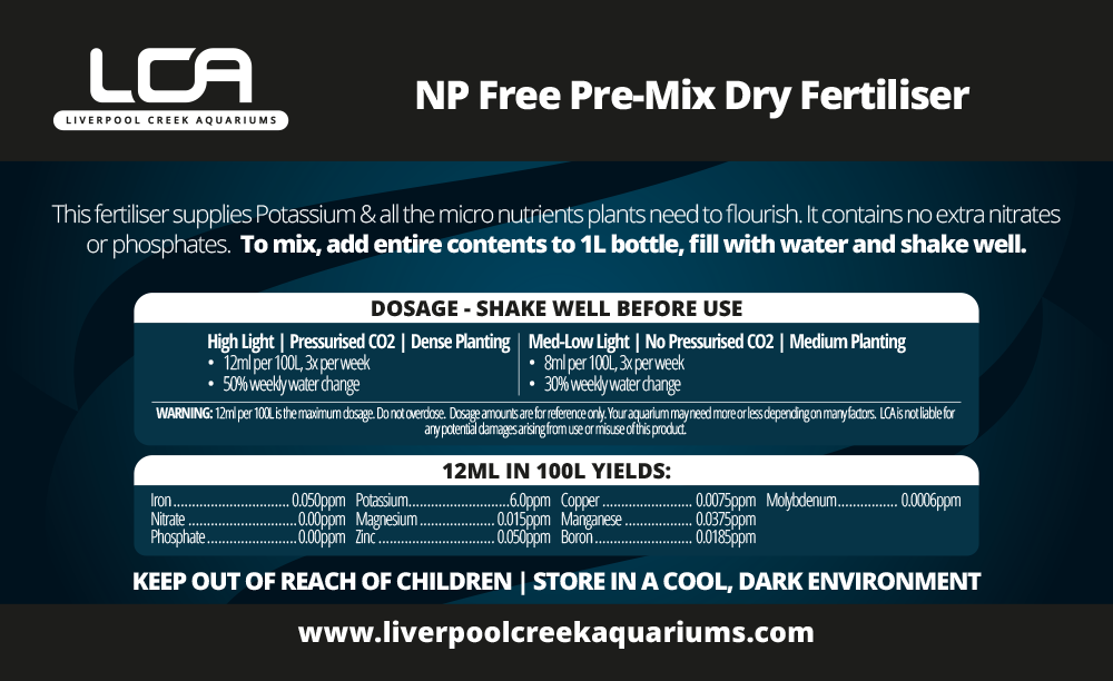 LCA Liverpool Creek Aquariums NP Free Pre-Mix Dry Fertiliser 