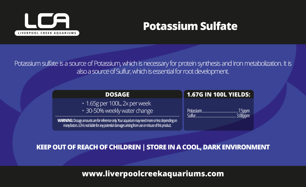 LCA Liverpool Creek Aquariums Potassium sulphate aquarium plant fertiliser