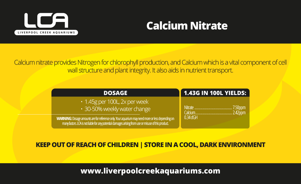 LCA Liverpool Creek Aquariums Calcium Nitrate Dry Product Aquarium Fertiliser