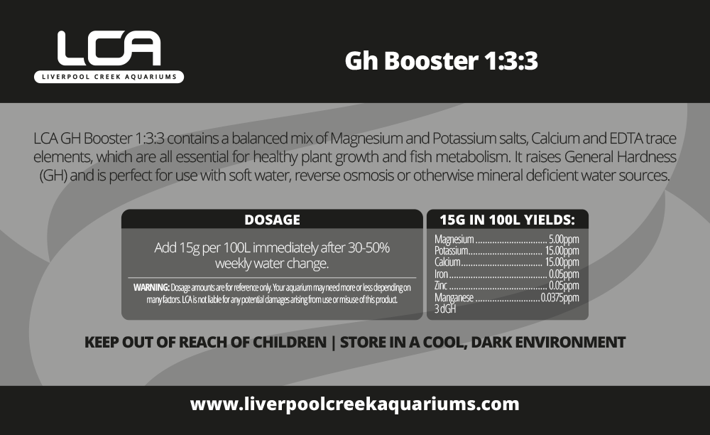 LCA Liverpool Creek Aquariums GH Booster Mix Aquarium fertiliser and water treatment