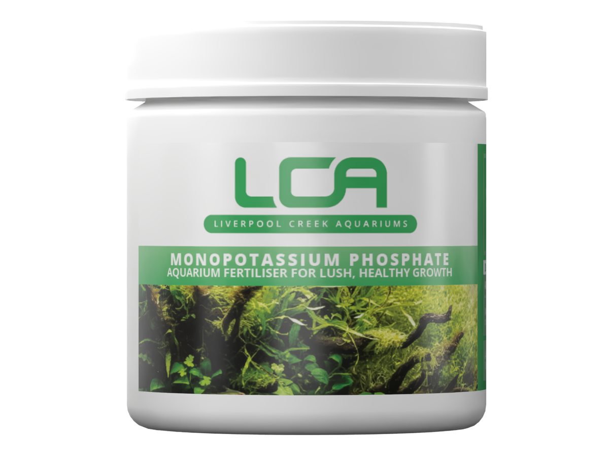Jar of Liverpool Creek Aquariums Monopotassium Phosphate on a white background