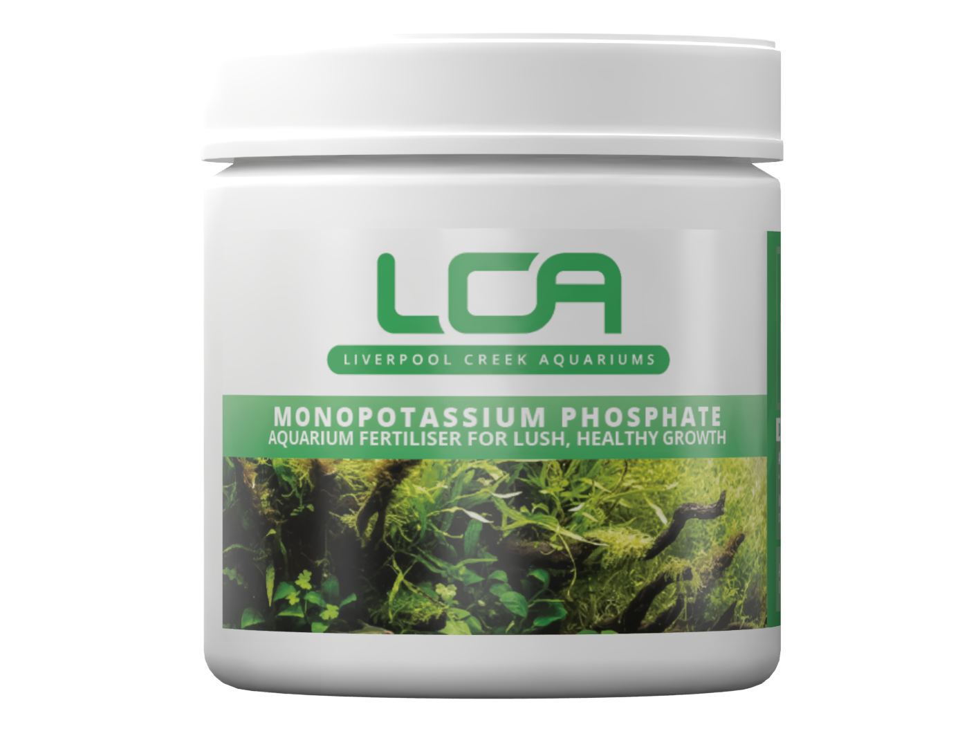 Jar of Liverpool Creek Aquariums Monopotassium Phosphate on a white background