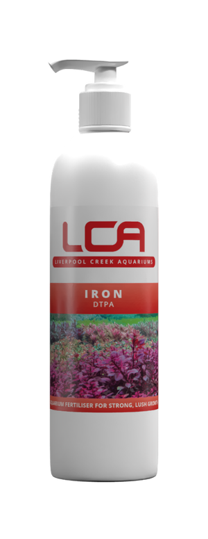 LCA Iron DTPA product bottle with pump on a white background