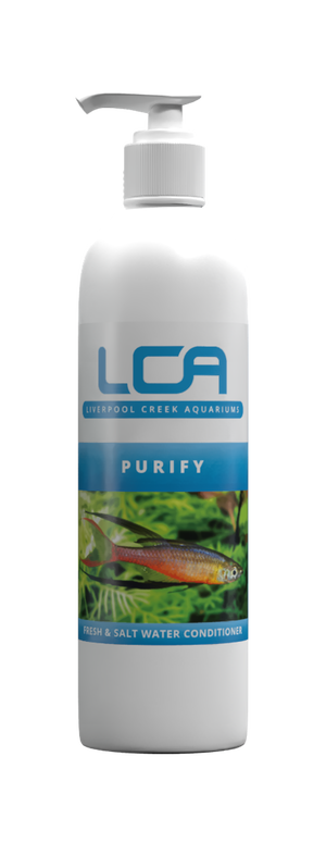 LCA Purify bottle for saltwater aquarium on a white background