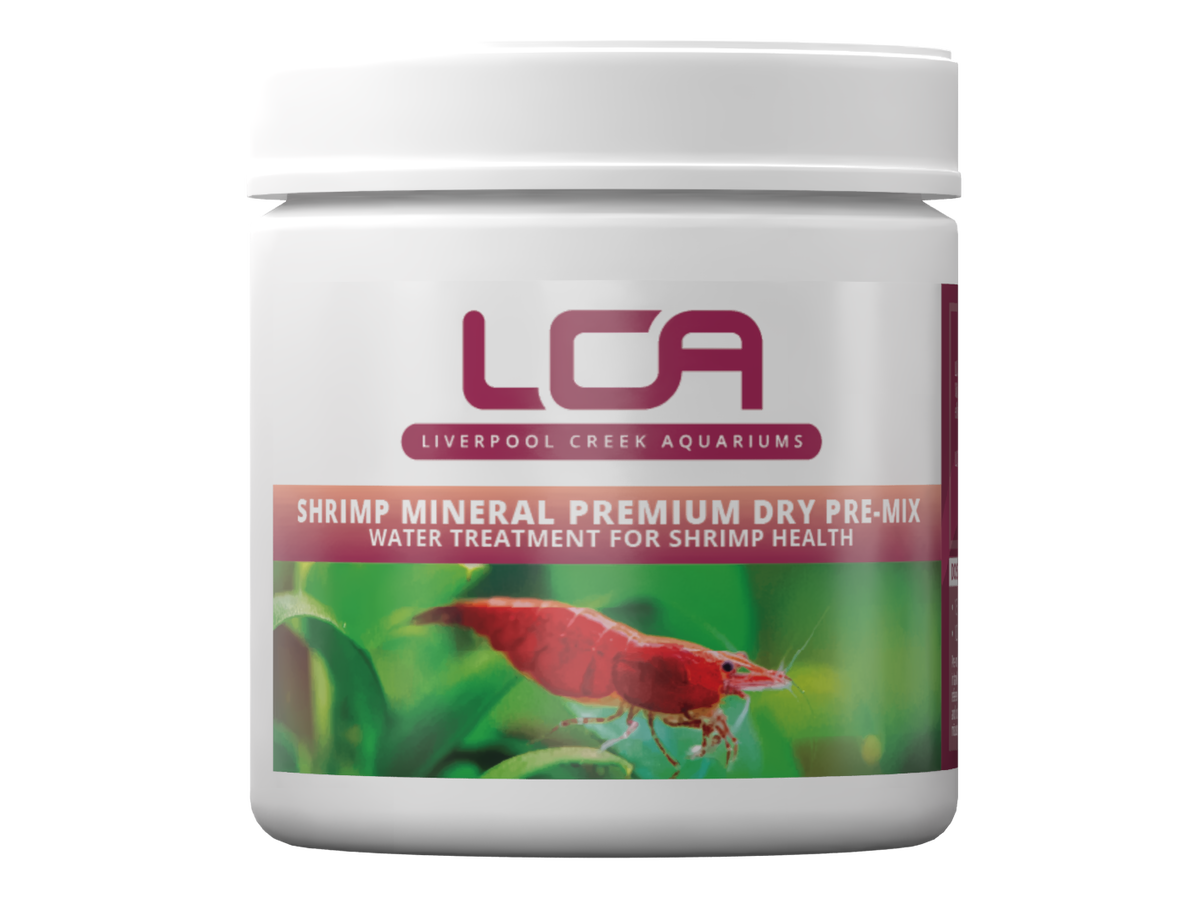 Jar of LCA Shrimp Mineral Premium Dry Pre-Mix on a white background