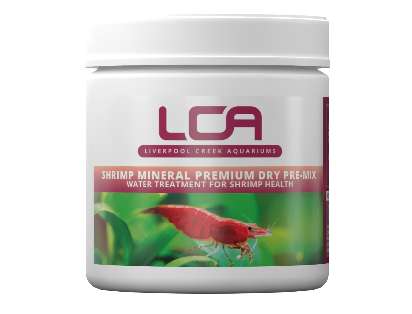 Jar of LCA Shrimp Mineral Premium Dry Pre-Mix on a white background