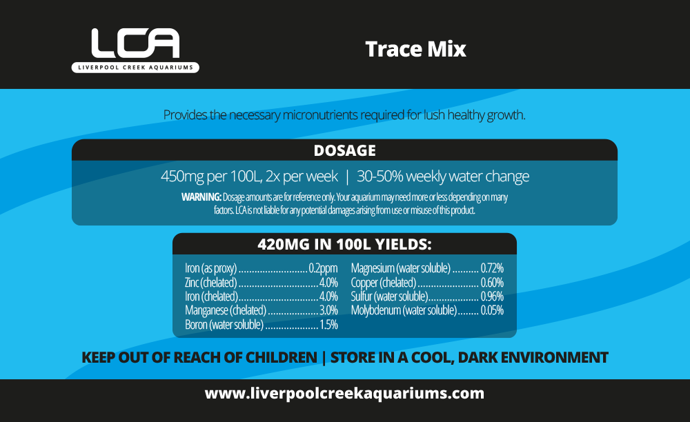 LCA Liverpool Creek Aquariums Trace Mix Premium Dry aquarium fertiliser